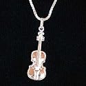 Sterling Silver Violin Pendant Necklace with 18" Silver Chain