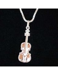 Sterling Silver Violin Pendant Necklace with 18" Silver Chain