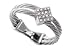 Jewelry : 18K White Gold Double-Strand Wire Ring, Enhanced with Pave Set Diamonds.