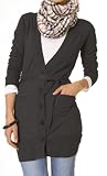 Langer Damen Cardigan Gr. 34/XS 36/S 38/M Strickjacke Lange Damen Jacke Schwarz, Hellgrau, Weiß, Blau