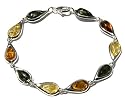 Sterling Silver Multi-Color Amber Teardrop Link Bracelet