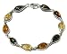 Sterling Silver Multi-Color Amber Teardrop Link Bracelet