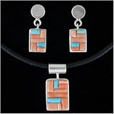 Pink Coral Earring and Pendant Set, #TP195