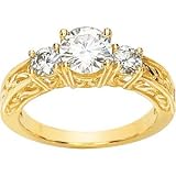 Gorgeous! 14k Yellow-gold Moissanite 3-Stone 1 1/2 CT TW Anniversary Band Women's Ring
