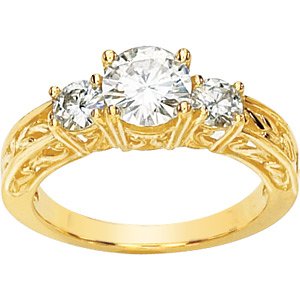 Childrens Toyshop  Jewelry : Gorgeous! 14k Yellow-gold Moissanite 3-Stone 1 1/2 CT TW Anniversary Band Women's Ring