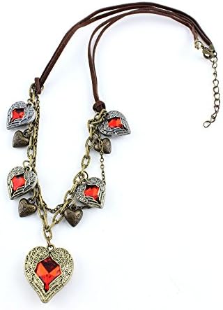 2 PCS Necklace Pendent XL0280 Angel Wings Red Multi Love Heart Long Chain Accessory Collier Sweater Lace Jewellery