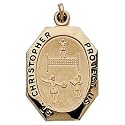 St Christopher Girls Volleyball Medal Yellow Gold Filled 18X14mm with 18 inch necklace