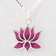 Small Pink Lotus Flower Pendant in Sterling Silver on a 16" Box Chain, #8743
