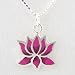 Small Pink Lotus Flower Pendant in Sterling Silver on 16