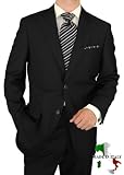 Valentino Peak Lapel Ticket Pocket Suit Made in Italy Wool / Silk Mens Suit 150's Hand Made Two Button Canvas Front Jacket Modern Flat Front Low Rise Pants Custom Working Buttonholes Business Suit Jet Black