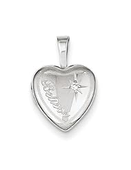 Sterling Silver & Diamond Believe 12mm Heart Locket