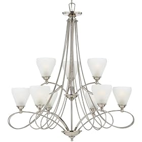 Quoizel DK5009IS Denmark 39-Inch Two Tier Chandelier With 9 Uplights with White Frosted... by Quoizel