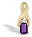 14K Yellow Gold Genuine Emerald-cut Amethyst and Diamond Pendant