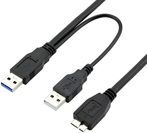 eForCity dual A to Micro-B USB 3.0 Y Cable, Black