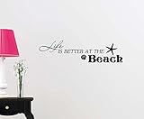 UPC 642014251445 product image for Wall Vinyl Decal Life is better at the beach starfish shells ocean cute inspirat | upcitemdb.com