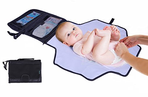 Baby Changing Pad By Lebogner - Great Baby Gift - Deluxe Diaper Changing Kit With Neoprene Fabric For A Softer Feel, 4 Pockets For Travel Changing Accessories, Perfect Portable Infant Changing Station