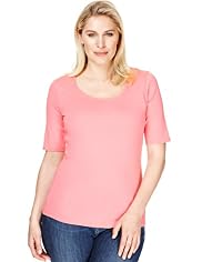 Plus Pure Cotton Scoop Neck T-Shirt with Stay New™