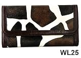 Brown Giraffe Print Clutch Wallet with Checkbook Holder with Brown Trim