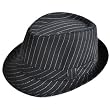 Blue Banana Pinstripe Print Porkpie Trilby Hat (Black)