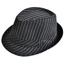 Blue Banana Pinstripe Print Porkpie Trilby Hat (Black)