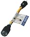 Coleman Cable 09020 12/3 9-Inch Generator Cord Adapter, 5-15P to L5-20R