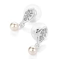 Diamante & Pearl Pierced Fashion Earrings Silver & Cream
