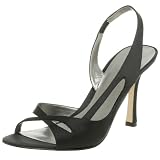 Nine West Womens Argent Slingback Sandal,Black Satin,7.5 M