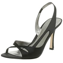 Nine West Women's Argent Slingback Sandal,Black Satin,8 M
