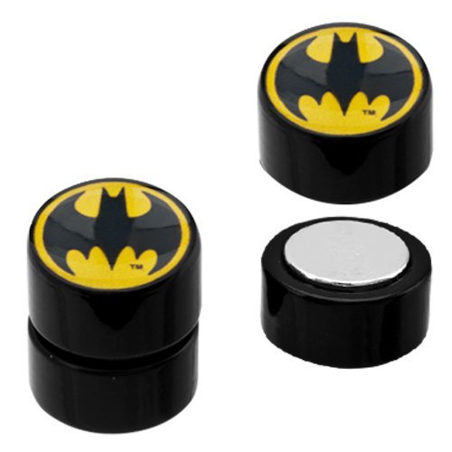 Earrings Rings Magnetic, Acrylic, Logo, Faux Plug, Batman, Faux Plugs-tapers, Non-pierce Jewelry - Sold As a Pair Bat Man