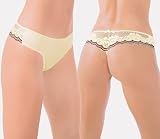 Ilusion Womens Irresistably Sexy Low-rise Lace Thong BEIGE L