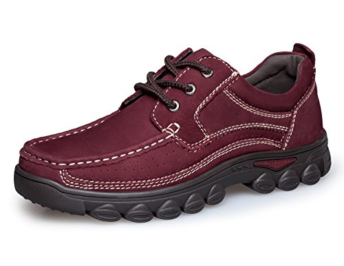 Pooluly Men's Leather Loafer Slip On Shoes Classy Fashion Casual Oxford Shoes Size 12 D(M) US Red