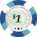 Authentic All Clay Casino Da Vinci Poker Chip, Blue w/$1 Denomination, Comparable to Paulson.