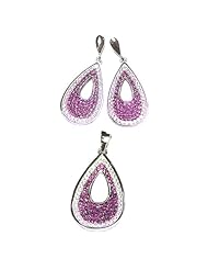 Sterling Silver Micro Pave Cubic Zirconia Earrings and Pendant Set