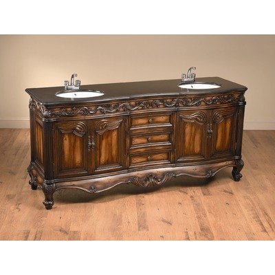 72.5 Double Vanity Sink Distressed Brown