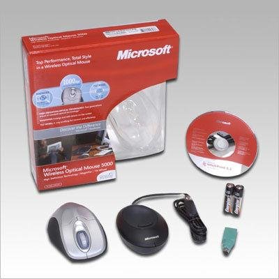 Microsoft M03-00090 Wireless Optical Mouse 5000 High Definition with Tilt Wheel Platinum Mac/Win PS2/USB English