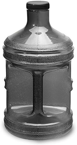 1 Gallon BPA FREE Reusable Plastic Drinking Water Big Mouth Bottle Jug Container with Holder Drinking Canteen (Black)