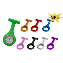 Schwesternuhr Set bestehend aus 1x Quarzuhr + 8 Silikonh�llen (hygienisch) + 1x Anstecknadel Kitteluhr Set Krankenschwesteruhr Set Marke Tiga-Med