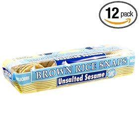Brown Rice Snaps, No Salt Sesame, 3.5-Ounce Packs (Pack of 12)