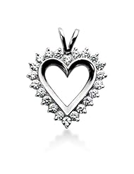 14K Gold Prong set Diamond Heart Pendant (1.76 cttw, F - G Color, SI2 Clarity)