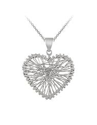 Sterling Silver String Art Heart Pendant Necklace, 18"
