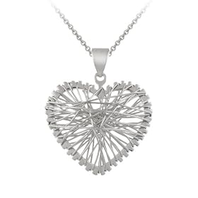 Sterling Silver Tarnish-Free String Art Heart Pendant, 18″ thumbnail