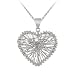 Sterling Silver Tarnish-Free String Art Heart Pendant, 18