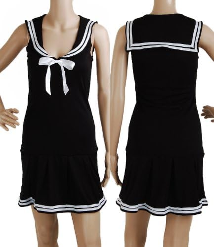Dress Black Sailor Nautical 50s Pin up Vtg Retro Rockabilly Women's Mod Mini Xl