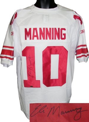 Eli Manning Signed New York Giants Reebok Authentic White Jersey- Steiner Hologram
