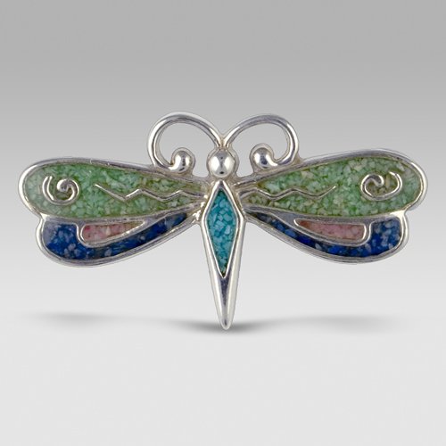 Dragonfly Pastel Mosaic Inlay Pin/Pendant