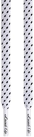 Laced Up Laces Premium Flat Shoelaces (White Black Dash, 63)