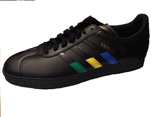 Adidas Men's Gazelle II, Black/Green/Yellow,Blue, Size 11
