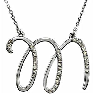 14k White Gold Mystique M Diamond Necklace