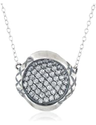 Sterling Silver Oxidized Simulated Diamond Pave Necklace, 18"