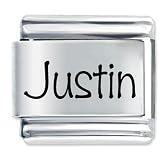 Name Justin Italian Charms Bracelet Link